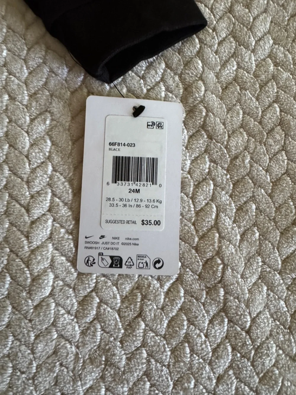 Nike Black Kids' Zip-Up Hooded One-Piece Size 24 Months NWT